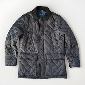 Cole Haan Men’s Black Quilted Jacket Size M Field Coat Full Zip Lined Outerwear
